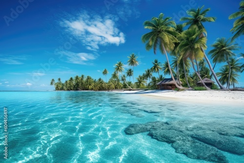 Maldives island Travel summer holiday vacation idea concept. Generative AI.