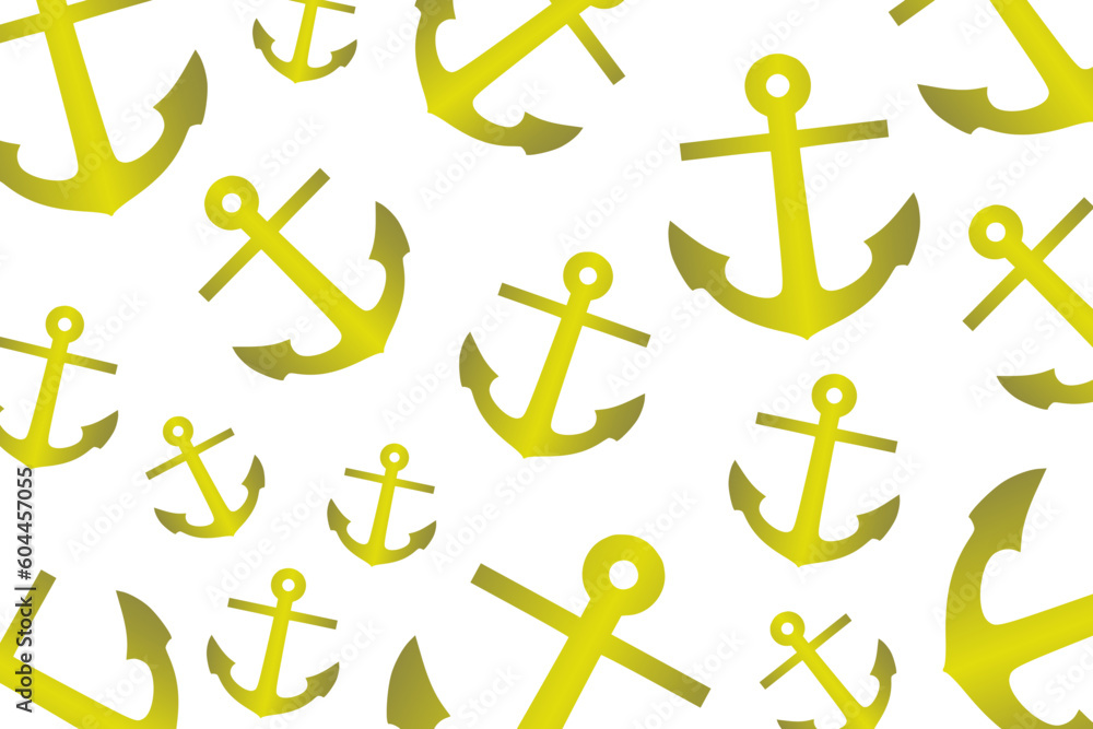 Trendy pattern with an anchor. A bunch of pastel yellow anchors scattered randomly on a orange background Trendy pattern with an anchor. A bunch of pastel yellow anchors scattered randomly on a orange background