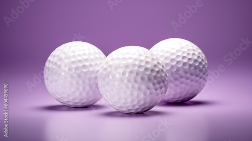 white golf balls isolated on purple background