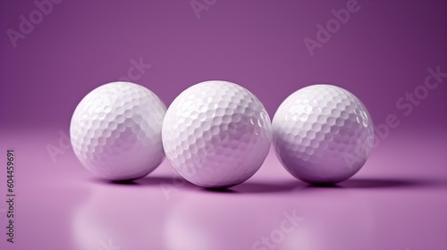 white golf balls isolated on purple background