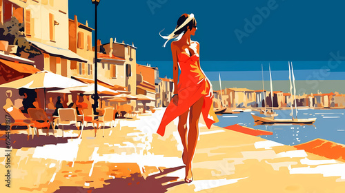 Beautiful summer day in a small town by the sea