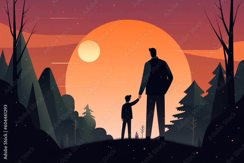 Naklejka premium Father's Day illustration and pictures designed to depict father love for his family father hard work father love made made with generative AI technology