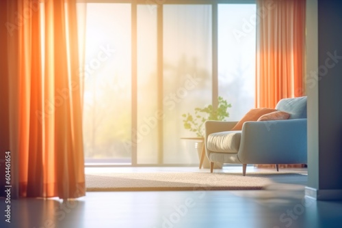 AI Generated Blurred living room in the morning view background