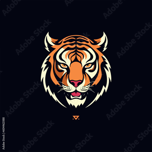 Tiger abstract logo icon. Lines, design elements, background decoration. Cartoon, doodle style © Alexey