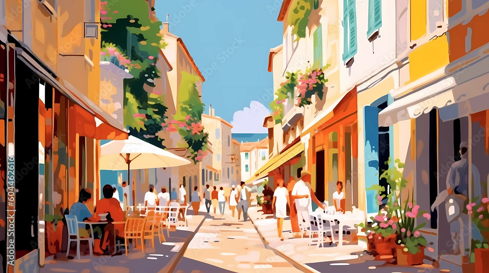 Obraz premium Beautiful summer day in a small town by the sea