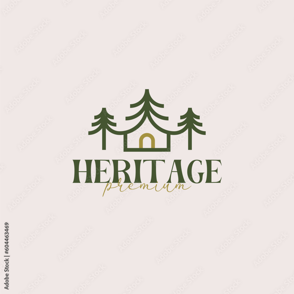 Fototapeta premium Creative pine house logo for corporate business identity design vector illustration