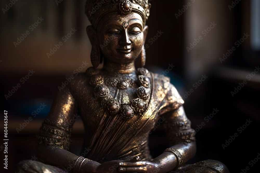 A golden statue of a buddha in temple A golden statue of a buddha in temple