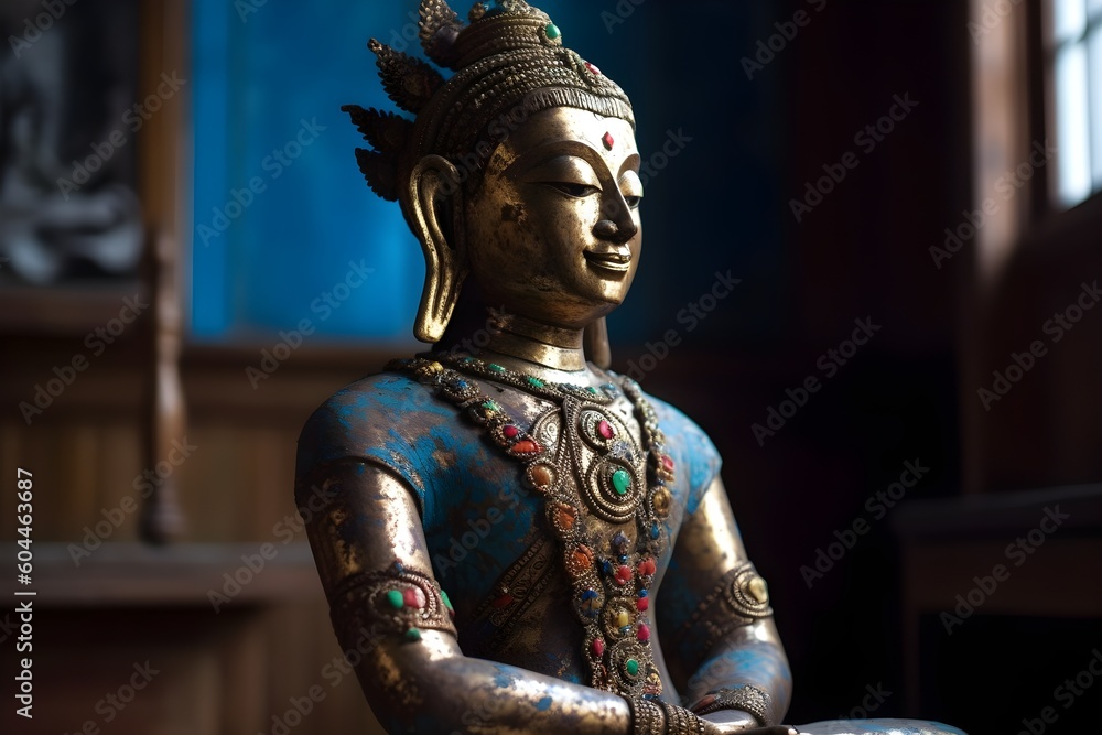 A golden statue of a buddha in temple A golden statue of a buddha in temple
