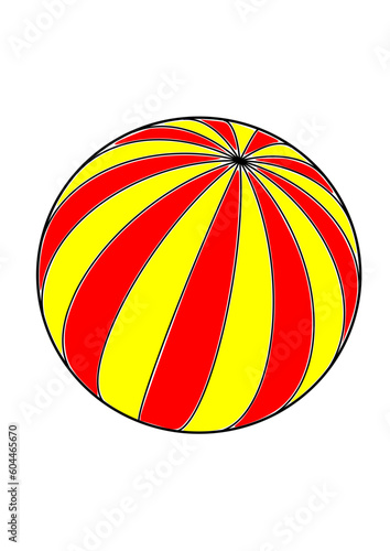 ball mit gelben und roten streifen