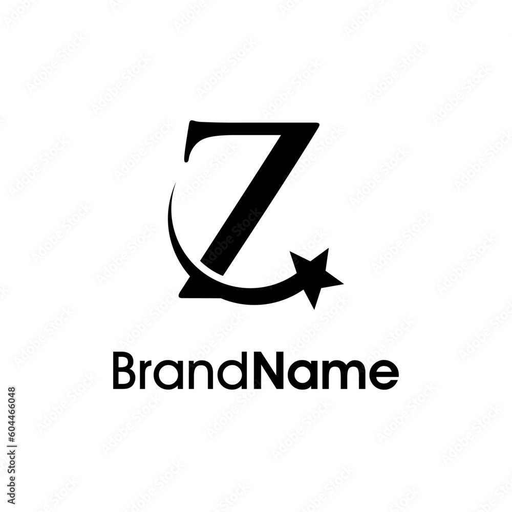 Elegant Initial Z Star Logo Elegant Initial Z Star Logo