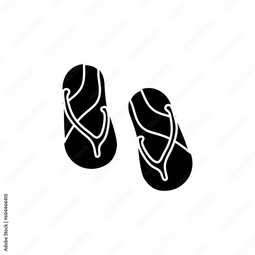 Summer sandal or flip flops black fill icon, vector illustration in trendy style. Editable graphic resources for many purposes. Summer sandal or flip flops black fill icon, vector illustration in trendy style. Editable graphic resources for many purposes.