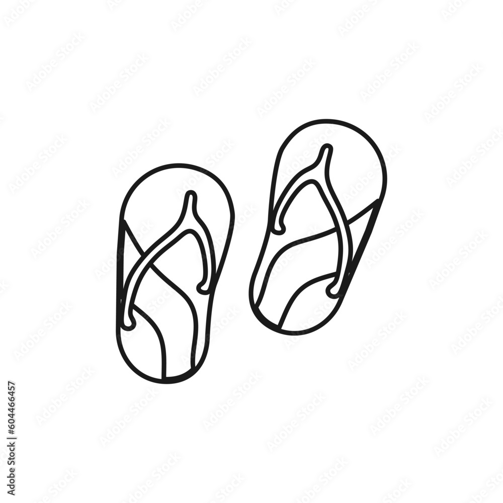 Summer sandal or flip flops outline icon, vector illustration in trendy style. Editable graphic resources for many purposes. Summer sandal or flip flops outline icon, vector illustration in trendy style. Editable graphic resources for many purposes.
