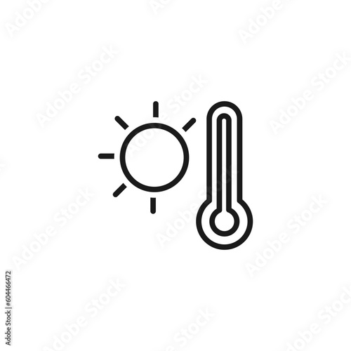 Summer weather temperature thermometer outline icon, vector illustration in trendy style. Editable graphic resources for many purposes.