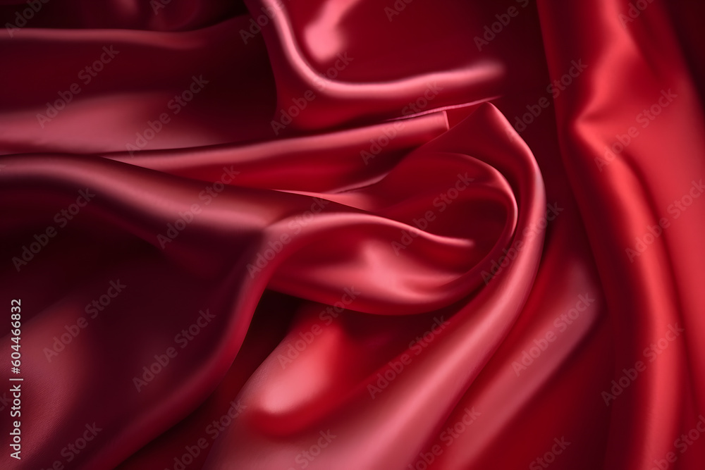 Obraz premium Silk fabric in red, Generative AI