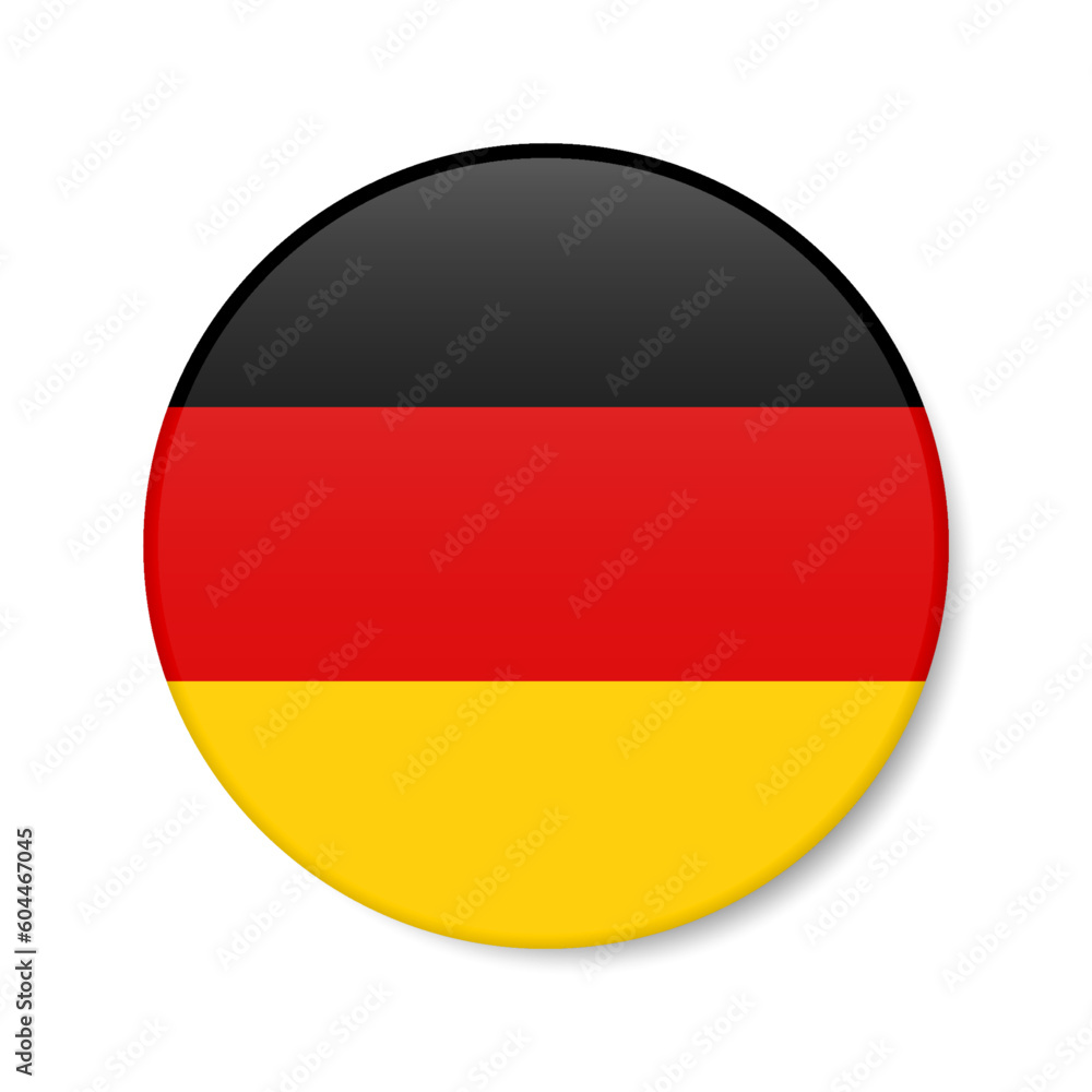 Germany circle button icon. German round badge flag. 3D realistic isolated vector illustration Germany circle button icon. German round badge flag. 3D realistic isolated vector illustration