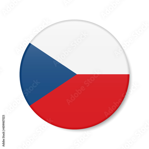 Czech Republic circle button icon. Czechia round badge flag. 3D realistic isolated vector illustration