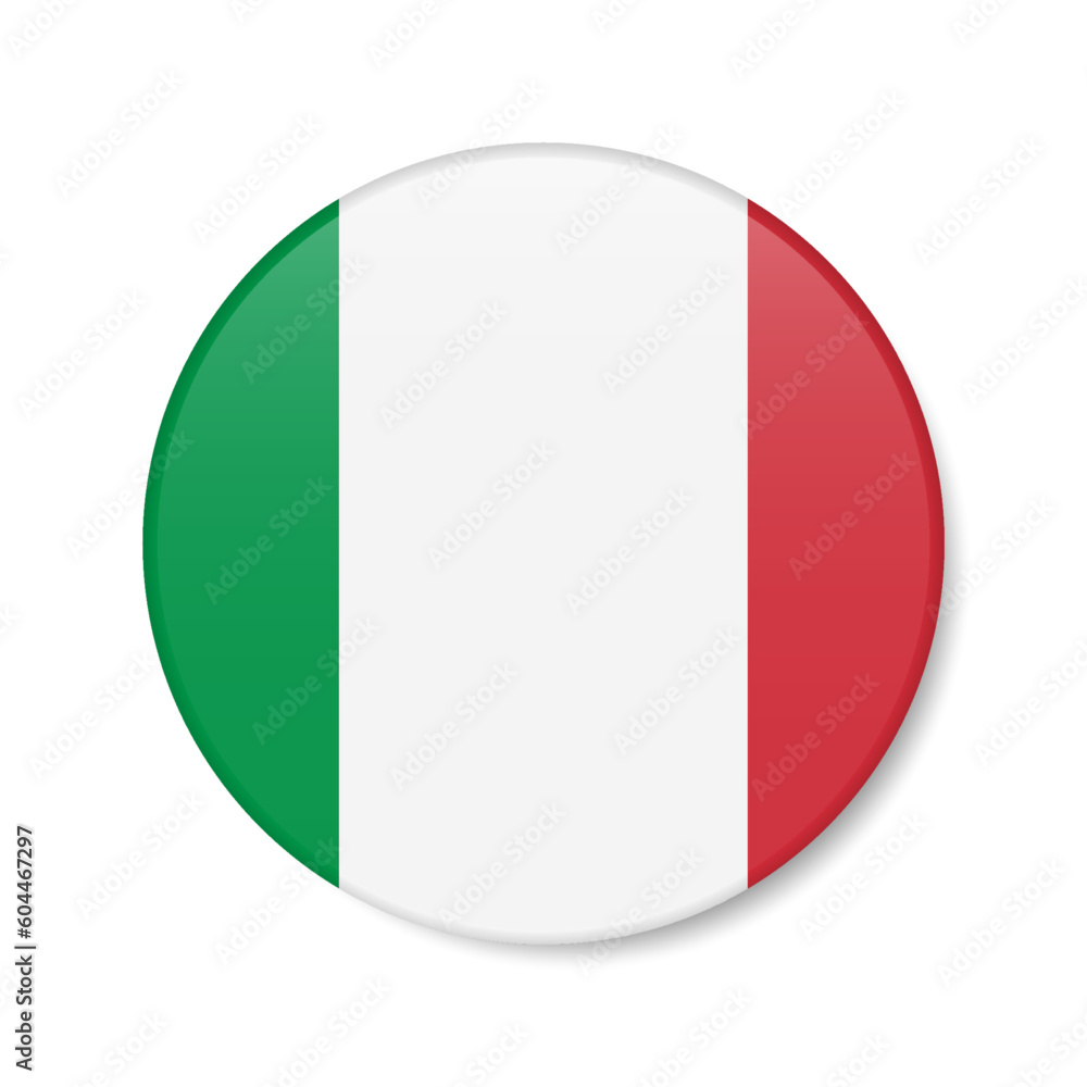 Italy circle button icon. Italian round badge flag. 3D realistic isolated vector illustration Italy circle button icon. Italian round badge flag. 3D realistic isolated vector illustration