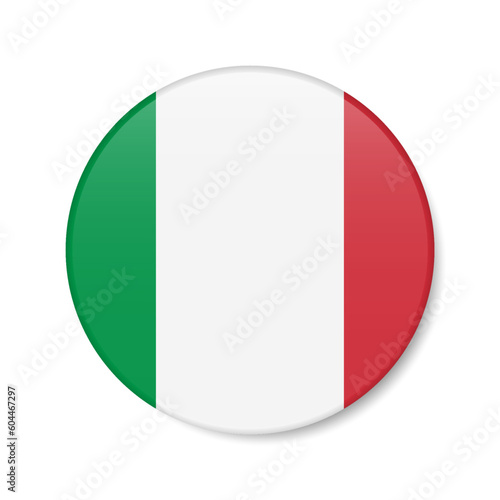 Italy circle button icon. Italian round badge flag. 3D realistic isolated vector illustration