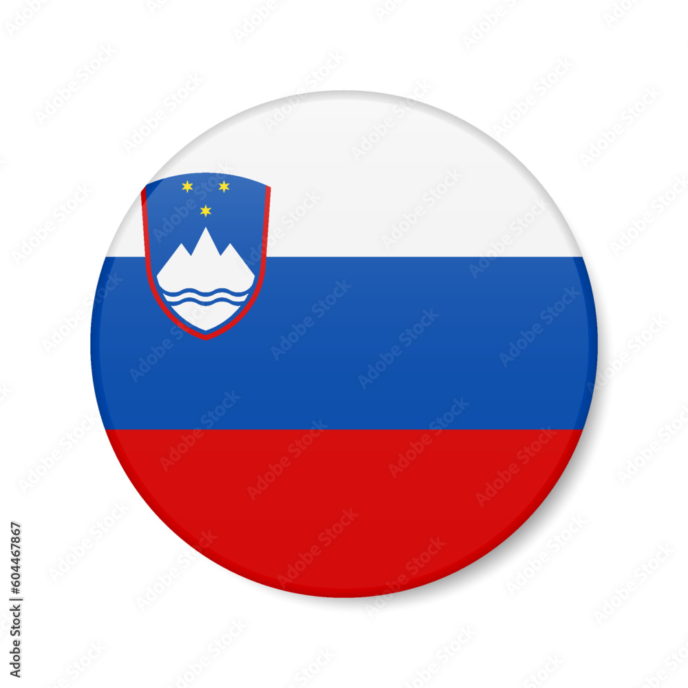 Slovenia circle button icon. Slovenian round badge flag. 3D realistic isolated vector illustration Slovenia circle button icon. Slovenian round badge flag. 3D realistic isolated vector illustration