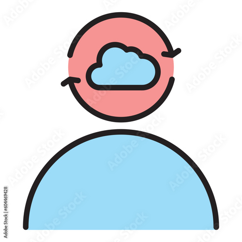 human, brain, cloud, head, brainstorming cloud icon