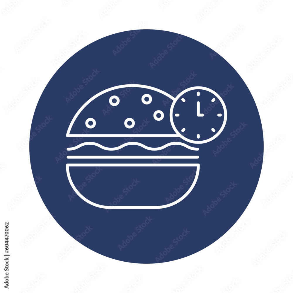 Obraz premium food, burger, time, clock, food burger time icon