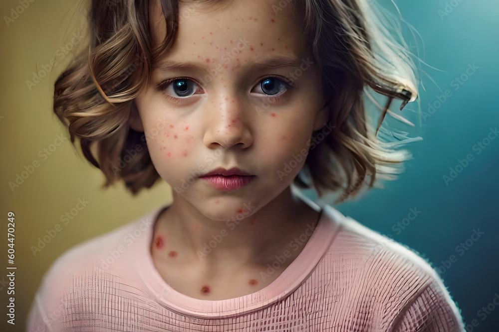Natural vaccination. Contagious disease. Sick child with chickenpox