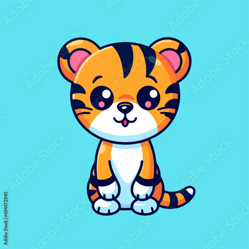 Cute baby tiger  sweet expression  isolated vector