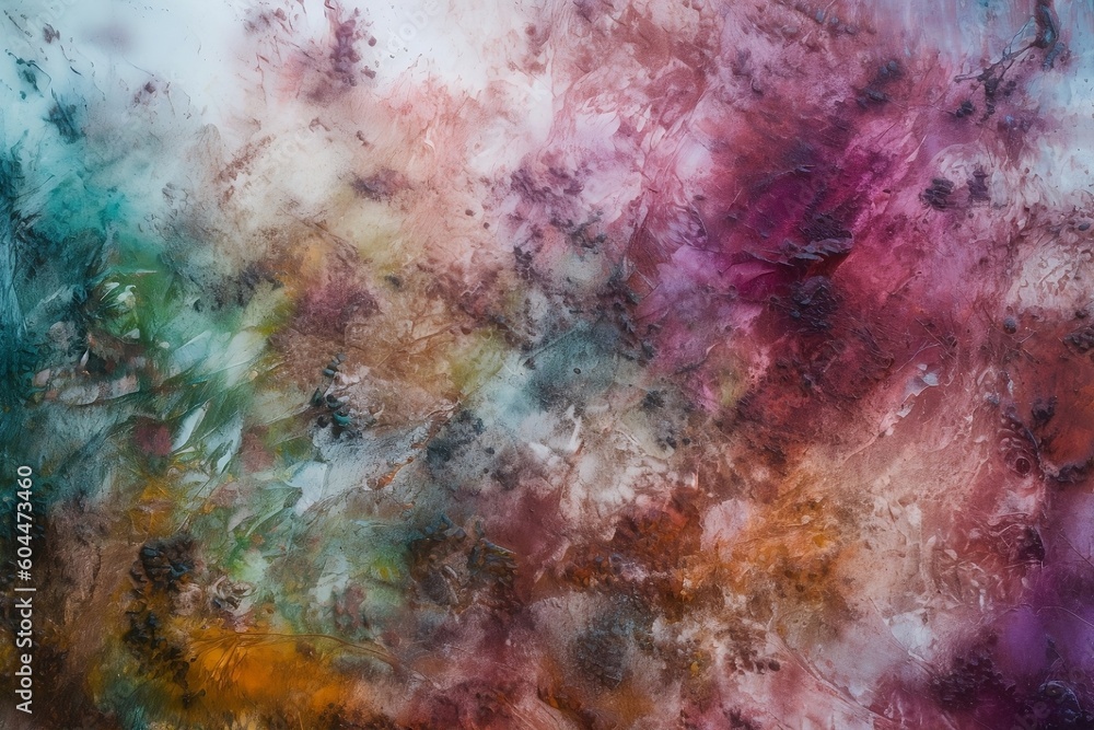 Fototapeta premium A close-up shot of a textured background created using light brush painting techniques, with abstract color splashes that represent all seasons