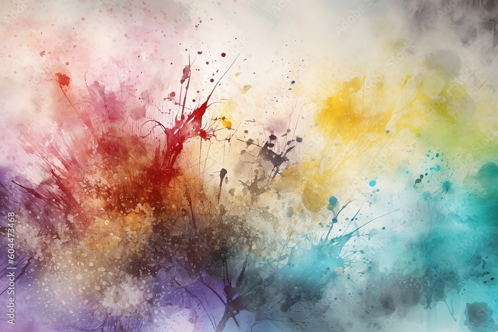 Fototapeta premium A close-up shot of a textured background created using light brush painting techniques, with abstract color splashes that represent all seasons