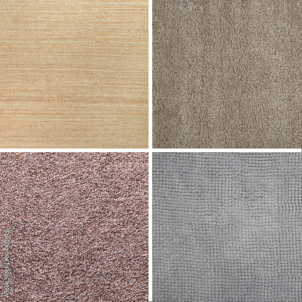 Fototapeta premium Collage with carpet textures in different colors