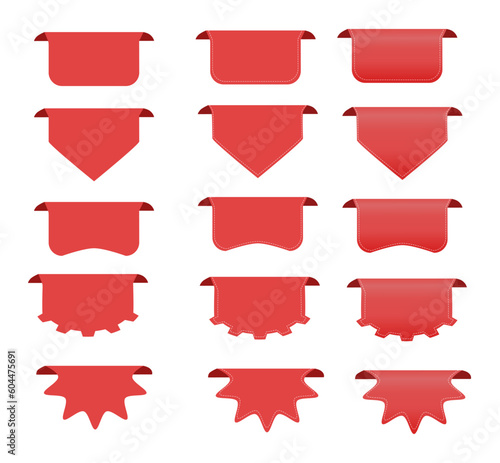 Red Blank Ribbons Tags Badges and Labels Set Vector