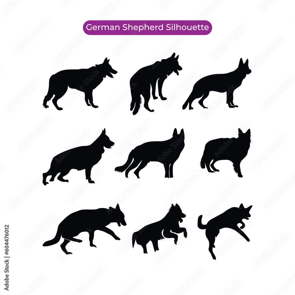 German Shepherd black silhouette collection 