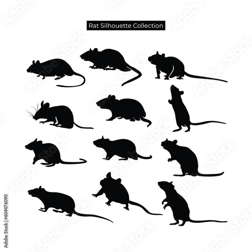 Animal rat silhouette collection vector