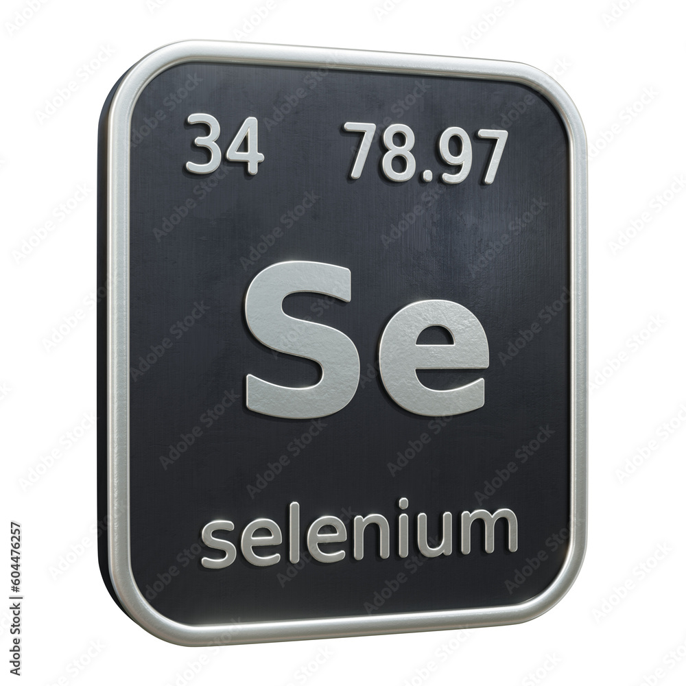 Three-dimensional icon of the chemical element of Selenium isolated on ...