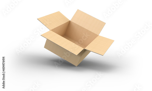 Open cardboard box isolated