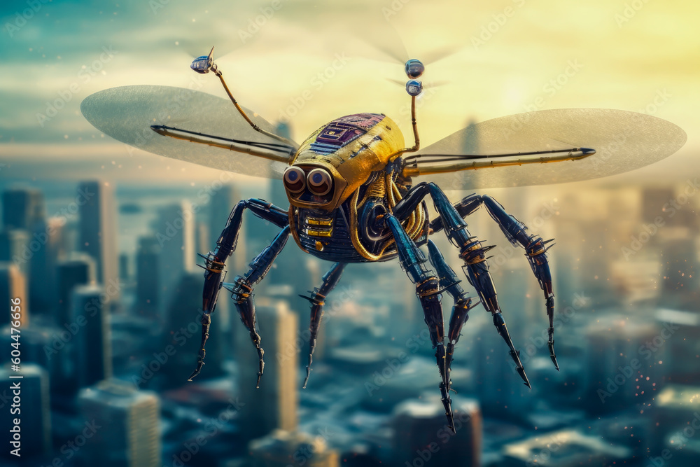 Fototapeta premium robotic drone insect, future concept, generative ai