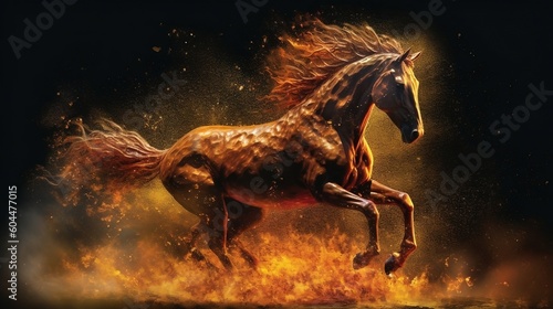 Majestic horse in burned metal UHD Wallpaper