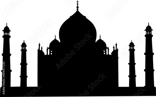 Taj Mahal - India black and white illustration