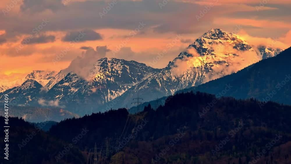 Spectacular mountain range in the evening after a sunny day - beautiful colors - amazing drone photography Spectacular mountain range in the evening after a sunny day - beautiful colors - amazing drone photography