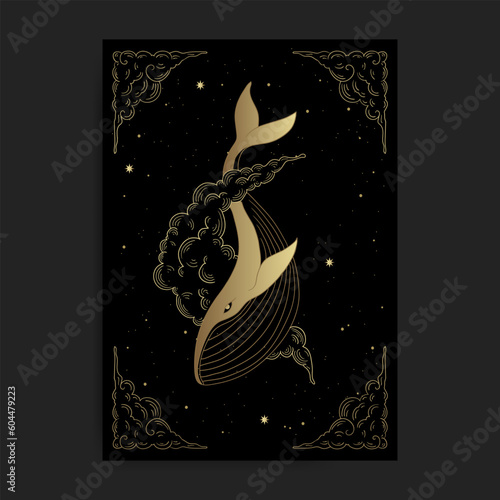 Whales Dancing with the Golden Clouds in Heavenly Embrace