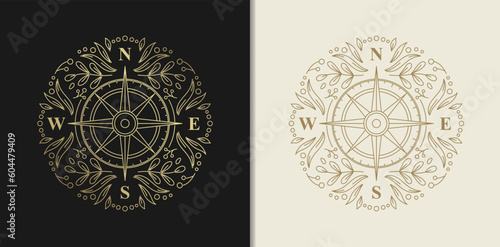A Grandeur themed Compass with Floral Engravings