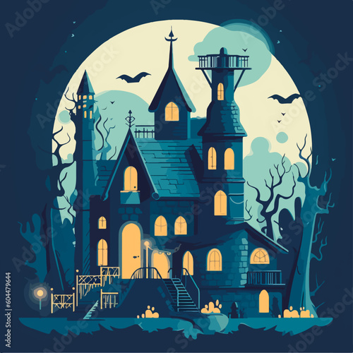 Spooky Haunted Houses Vector Halloween Sublimation Design