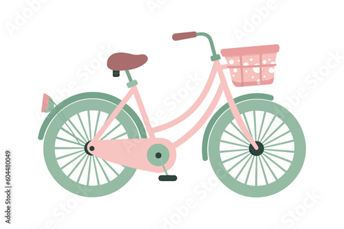 bicycle with basket vector illustration