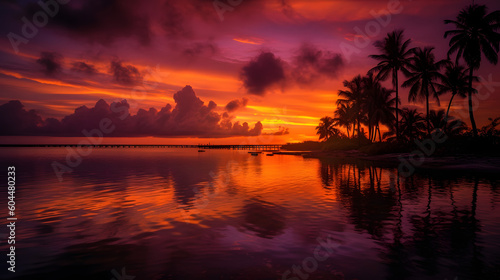 海上の幻想的な夕焼け No.003   Mesmerizing Sunset over the Ocean Generative AI © Lumin5e616f1