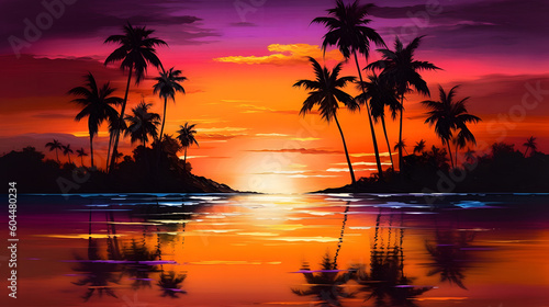 海上の幻想的な夕焼け No.004   Mesmerizing Sunset over the Ocean Generative AI © Lumin5e616f1