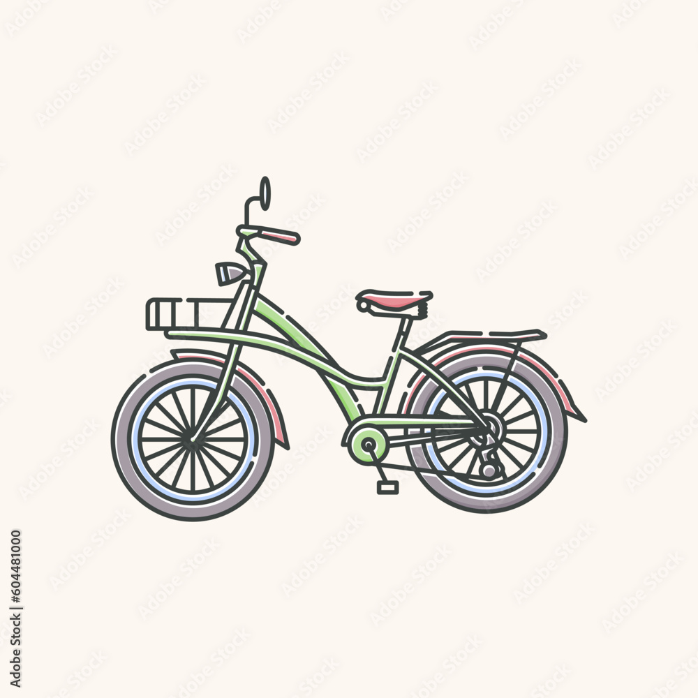 basket bike illustration design, World Bicycle Day elements