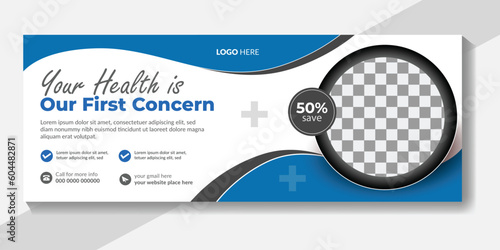 Medical Facebook Cover Banner Template Social Media Post Design or  medical healthcare Facebook cover or social media doctor web banner template