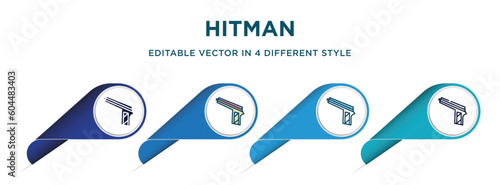 hitman icon in 4 different styles such as filled, color, glyph, colorful, lineal color. set of vector for web, mobile, ui