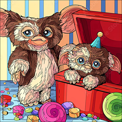 Illustration of two gizmo gremlins