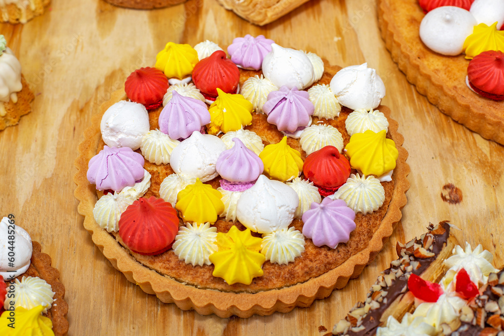 almond tart with icing sugar. almond tart with icing sugar.